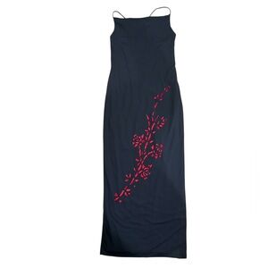 VTG DE-LARU Sheila Yen Y2K‎ Long Black Red Formal Prom Dress Sz 2 4 Goth Grunge